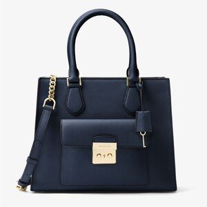 Michael Kors Bridgette Small North South Messenger Saffiano Leather navy/Gold